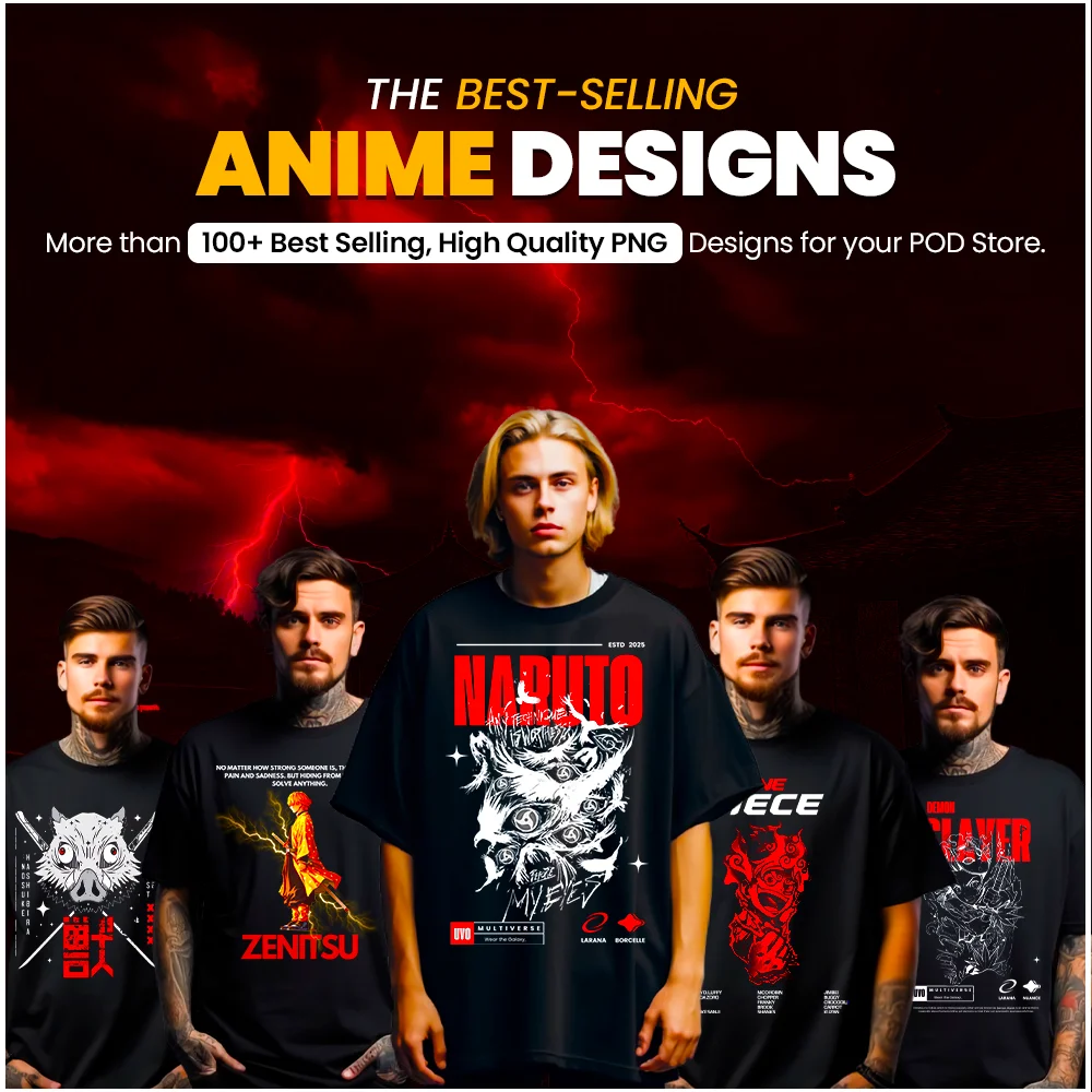 100+ PNG Bestselling Anime T-shirt Design - Anime T-shirt design bundle