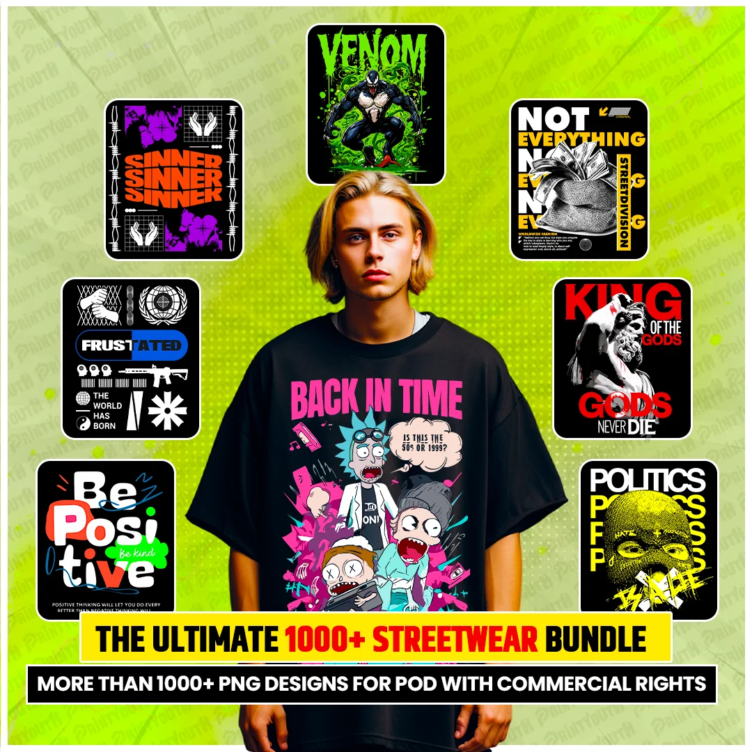 1000+ Streetwear T Shirt Design Bundle - Streetwear T-shirt design bundle