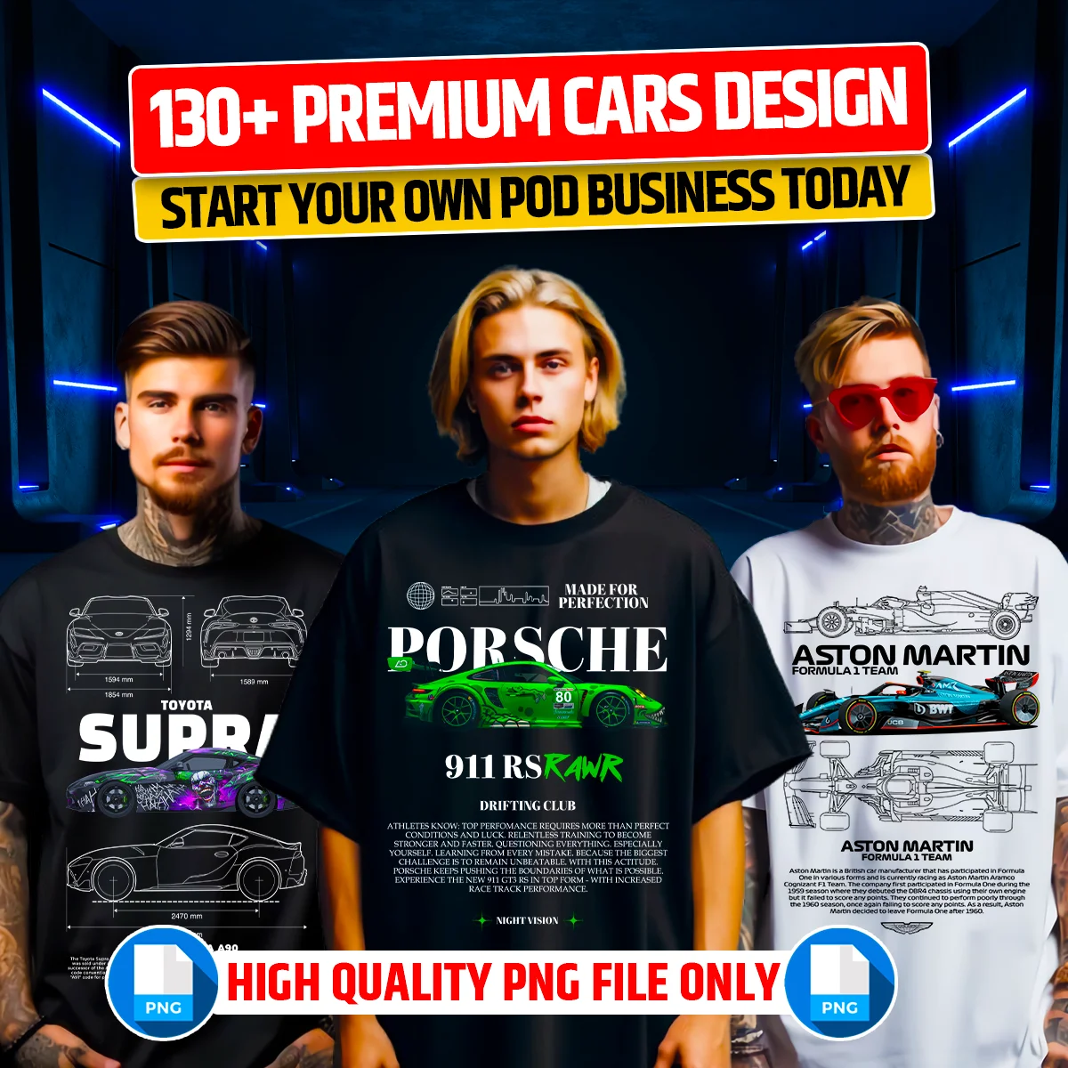 130+ Premium Car T-Shirt Design Bundle - Car & Bike T-shirt design bundle
