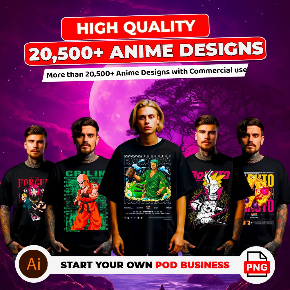 20,500+ Premium Anime T Shirt Design Bundle - Anime T-shirt design bundle