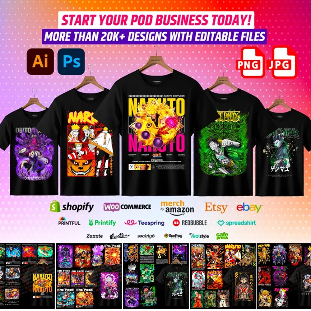 20K Anime Design Bundle for POD Business Bundle