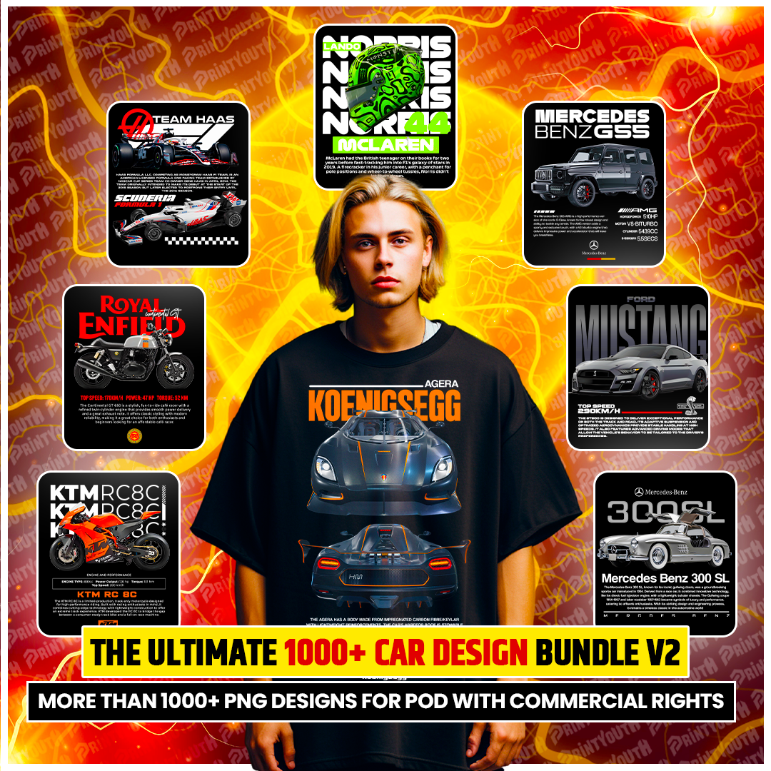1000+ Car & Bike Design Bundle V2 for POD Business Main