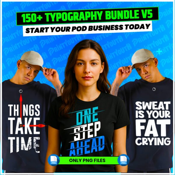 150+ Typography Design Bundle v5 for POD Business Main