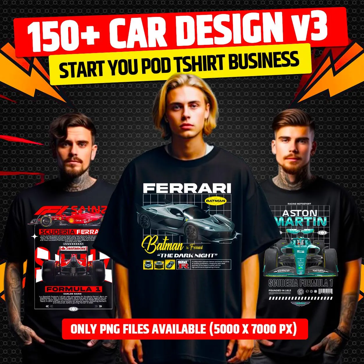 150+ PNG Car Design Bundle for POD Business Main