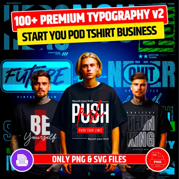 100+ Typography Bundle for POD Business v2 Main
