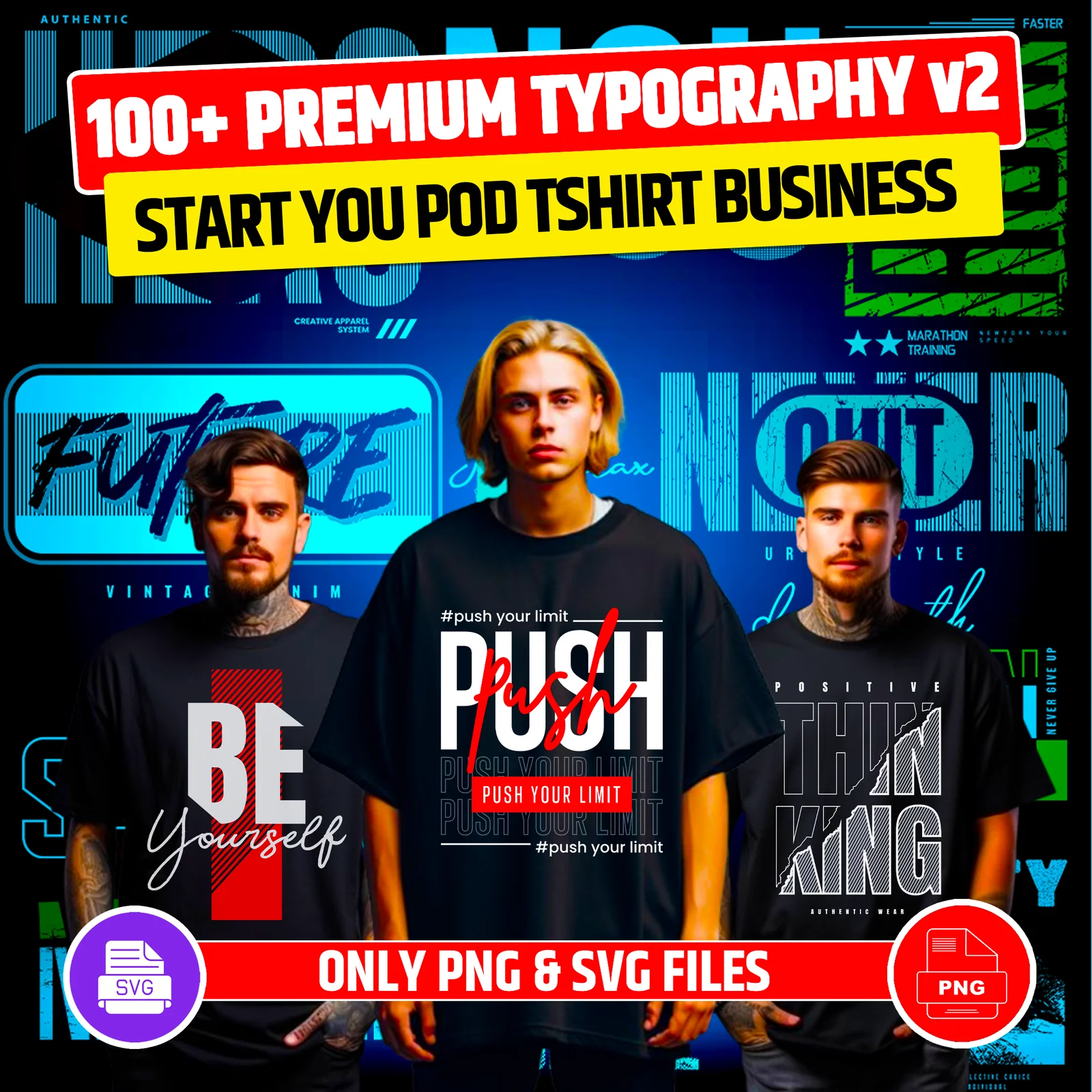 100+ Typography Bundle for POD Business v2 Main