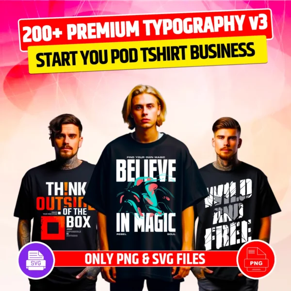 200+ Typography Design Bundle for POD Business Main