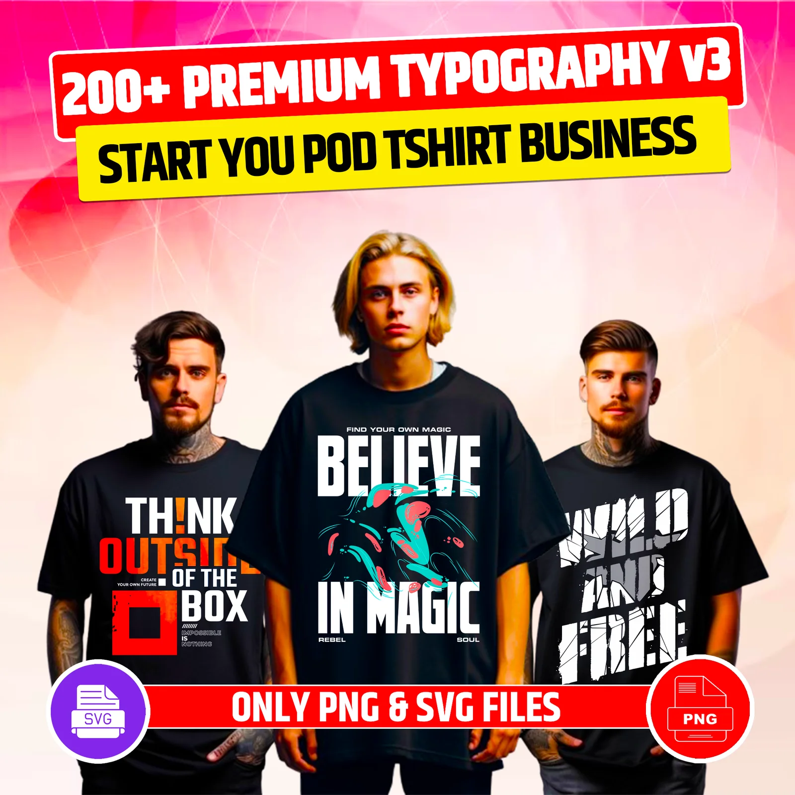 200+ Typography Design Bundle for POD Business Main