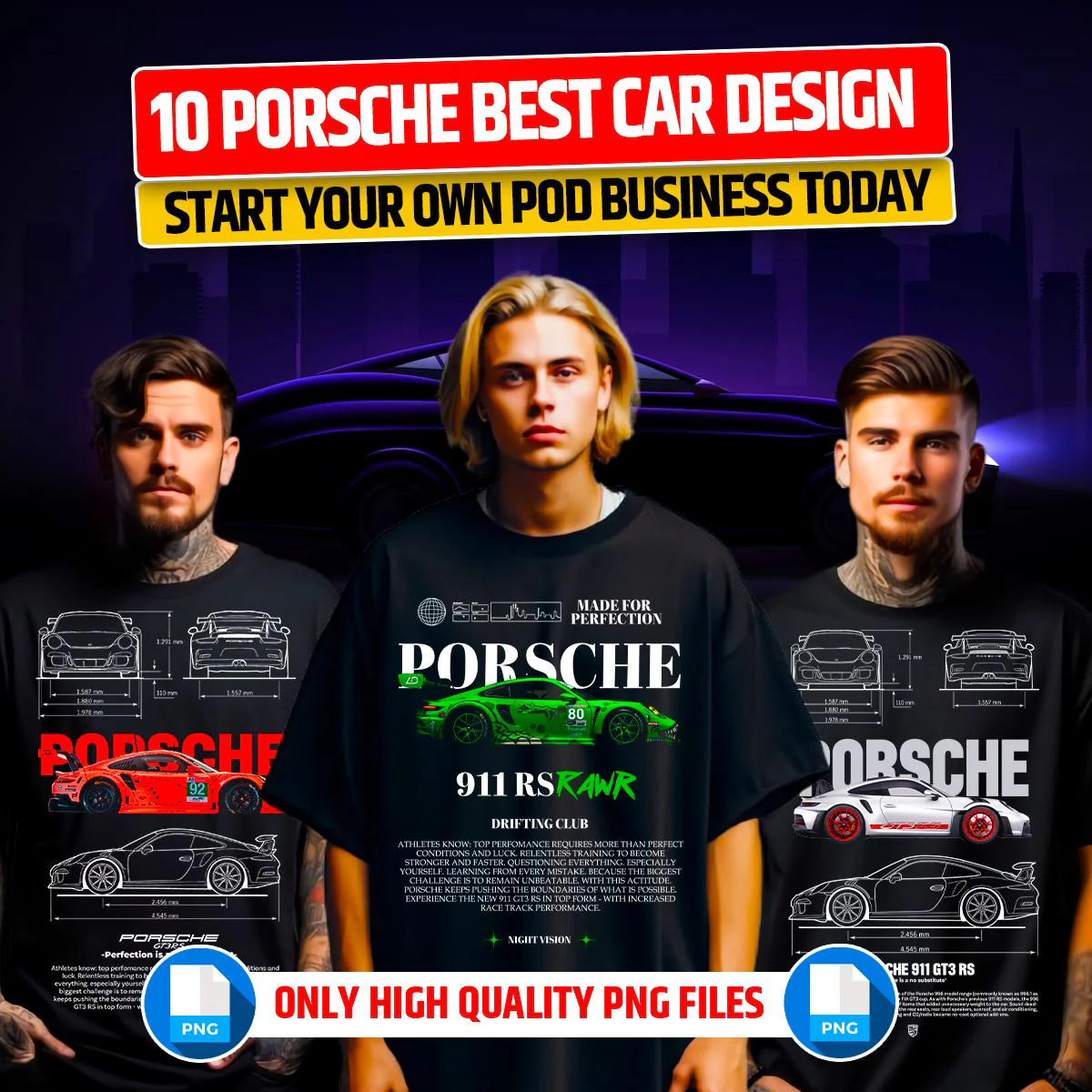 10 Porsche Design Bundle for Tshirt Design POD Business Main