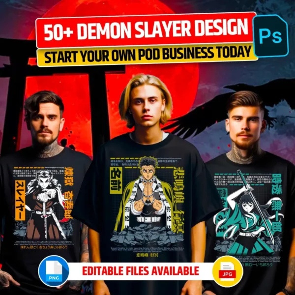 50+ Demon Slayer Bundle Tshirt Design for POD Business Main