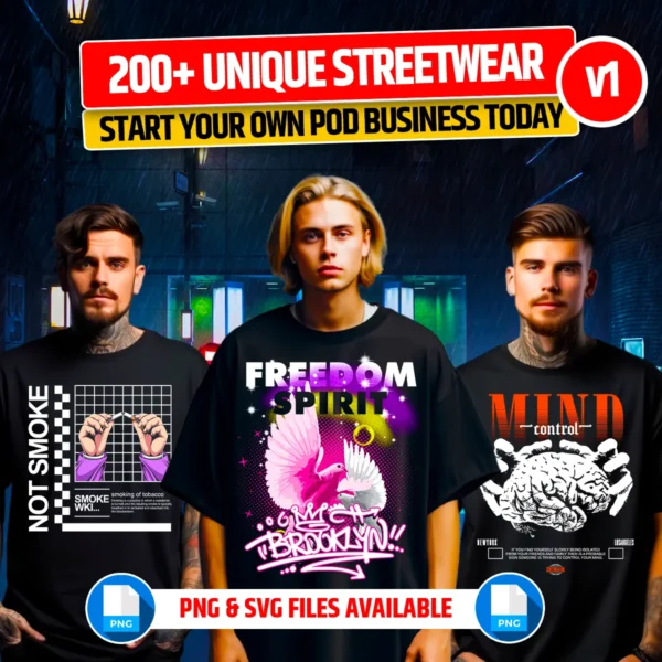 200+ Unique Streetwear Design Bundle for POD Business Main