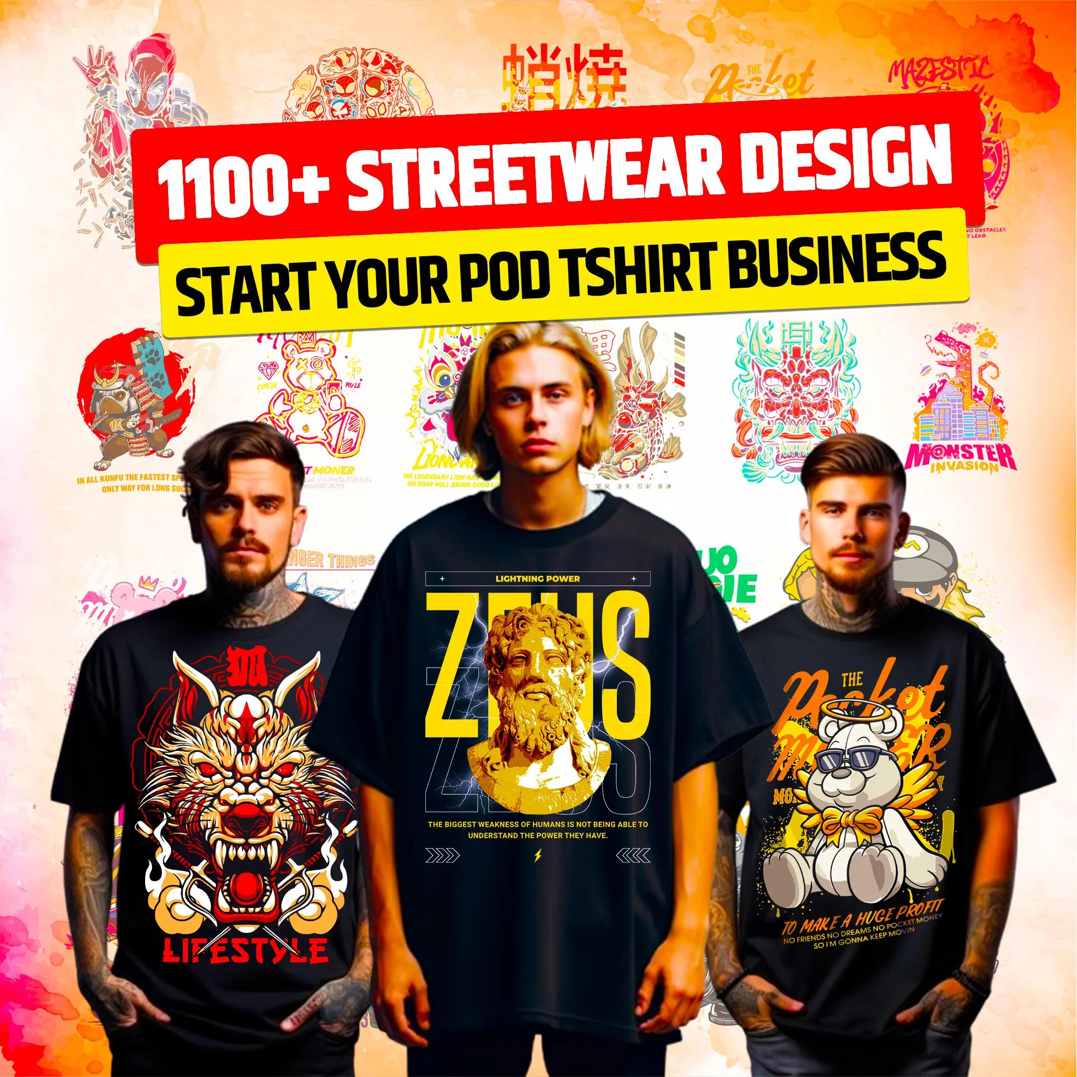1100+ Streetwear Design Bundle for POD Business