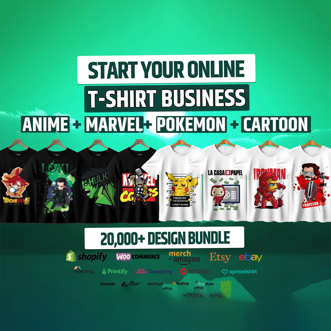 20000+ Anime, Marvel, Pokemon & Cartoon Design Bundle for POD Business Main