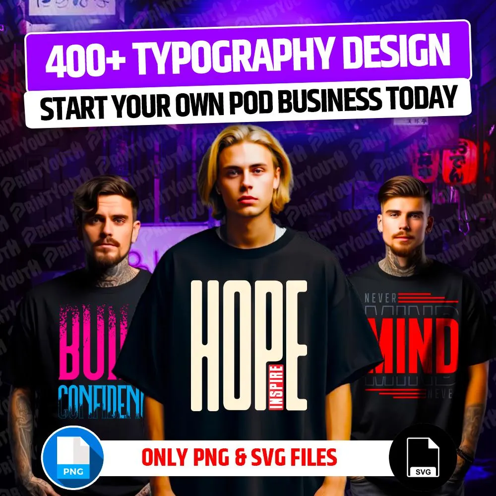 400+ Typography Design Bundle for POD Business Main