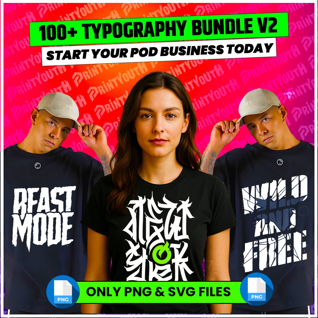 100+ Typography Design Bundle V4 for POD Business Tshirt Design Bundle